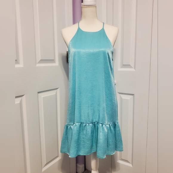 Caramela Ruffled Satin Dress Size Small - Picture 3 of 8
